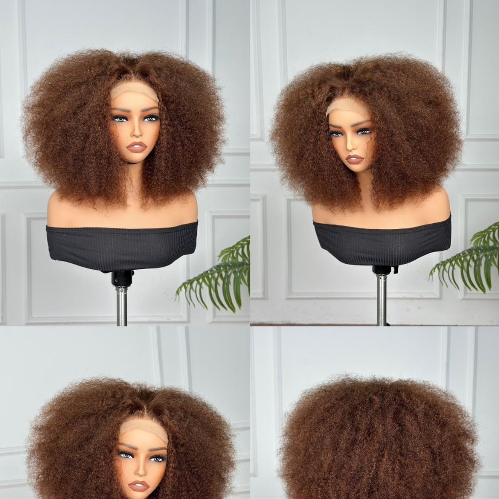 Brown Afro Kinky Wig for Women 10"